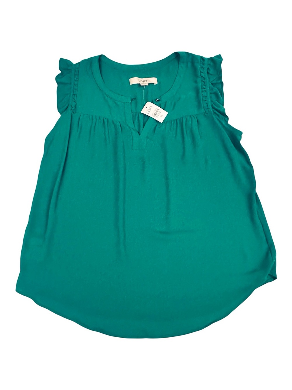 LOFT Kelly Green Flutter Sleeve Pull On Top Blouse XS - Picture 3 of 7